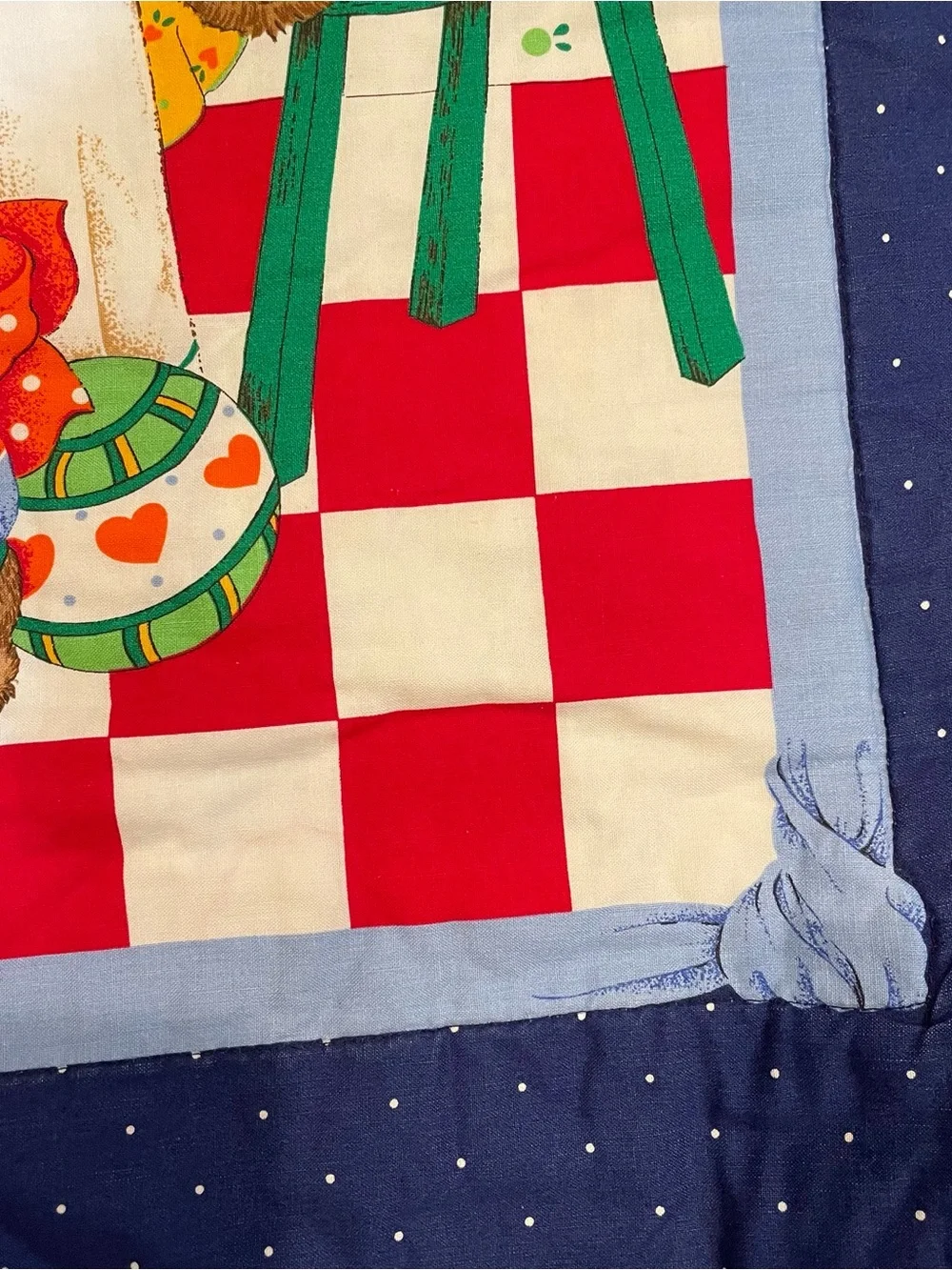 Vtg VIP TEDDIE'S TEA PARTY CRAFTING PANEL Crib  Quilt Wall Hanging 32”x 45”